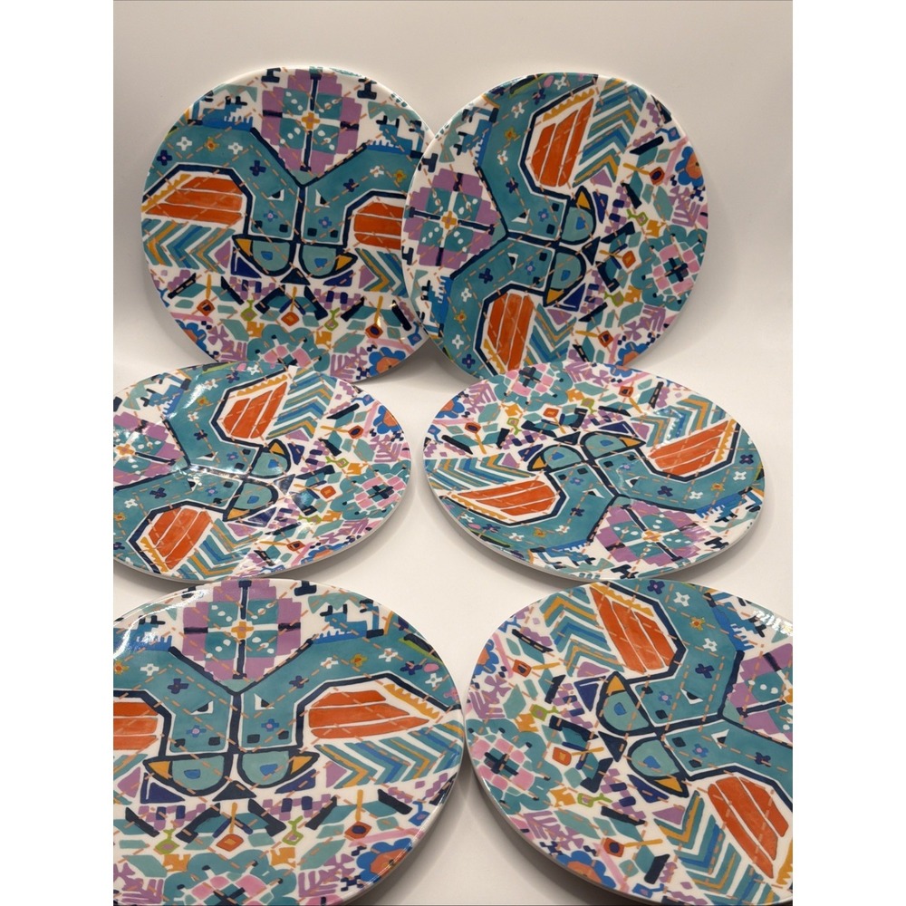 Anthropologie Plate Set Of 6 Geometric Dessert appetizer Snack